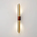 Decorative metal wall light with wood-effect finish