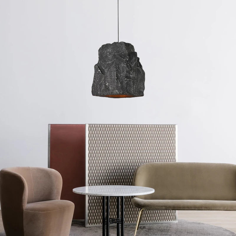 Handmade nordic chandelier with imitation stone wabi sabi style - vue 3 sur 7