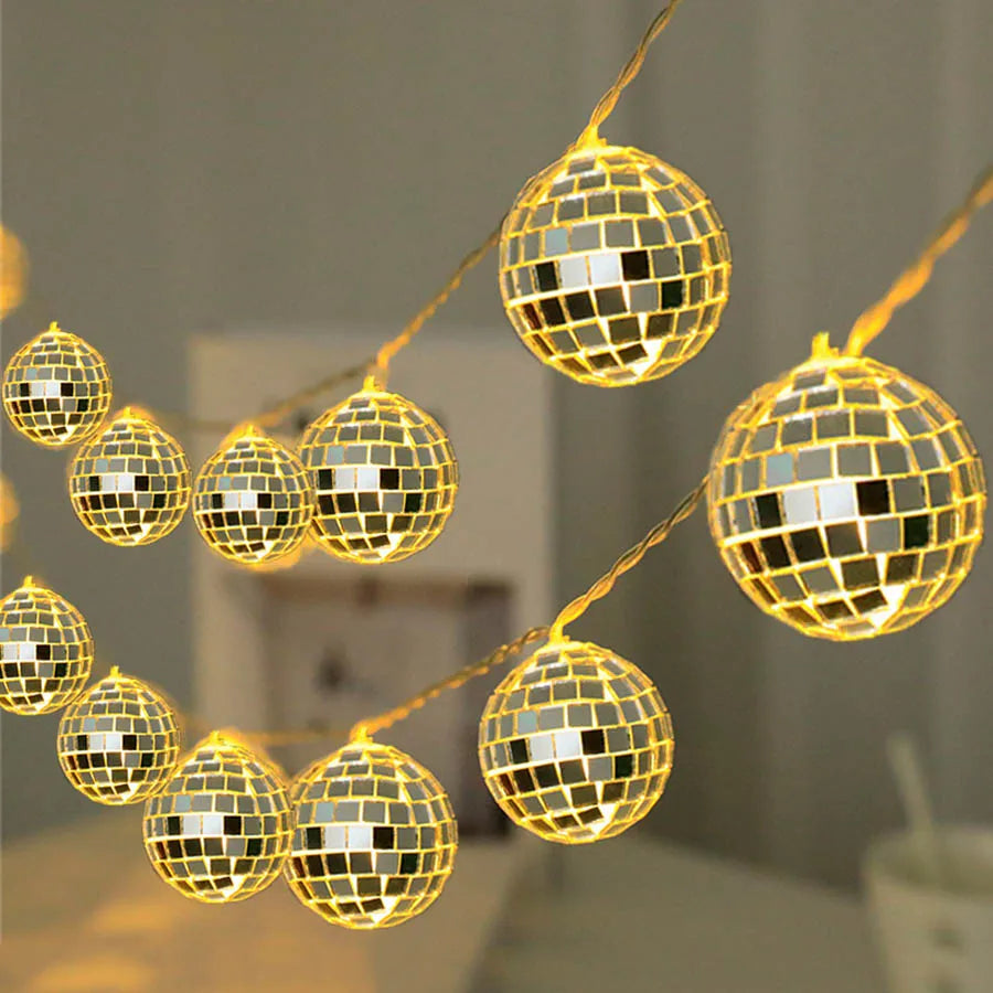 Disco mirror ball battery-powered 20 LED string lights - vue 4 sur 8
