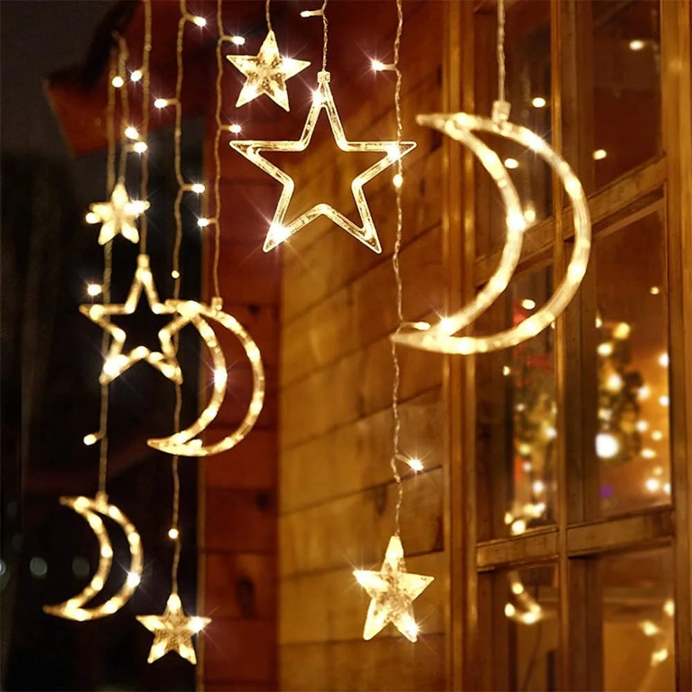 138 LED curtain string lights for Christmas and celebrations - vue 4 sur 7