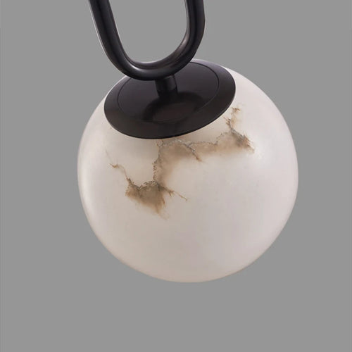 suspension led en laiton et marbre naturel réglable - vue 6 sur 8
