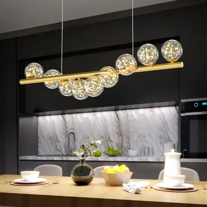 Modern glass ball chandelier pendant light - vue 6 sur 12