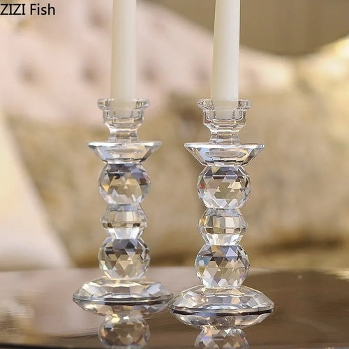 Crystal glass candle holder accessories for candlelit dinners - vue 4 sur 9