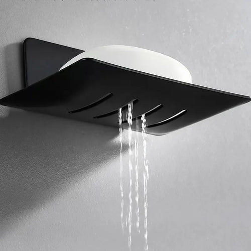 stainless steel wall-mounted soap dish with soap drainer - vue 2 sur 7