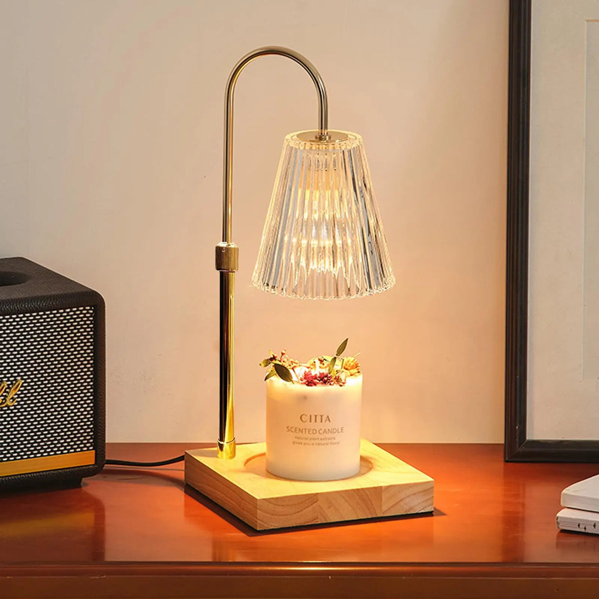 Desk lamp candle warmer with timer and dimmable brightness