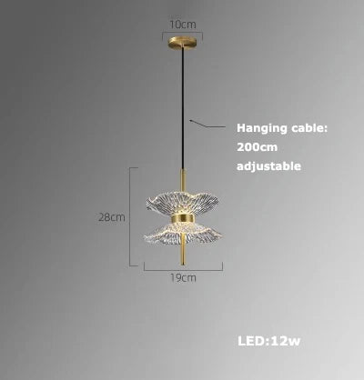 Art deco crystal glass pendant light with LED lighting - vue 9 sur 25