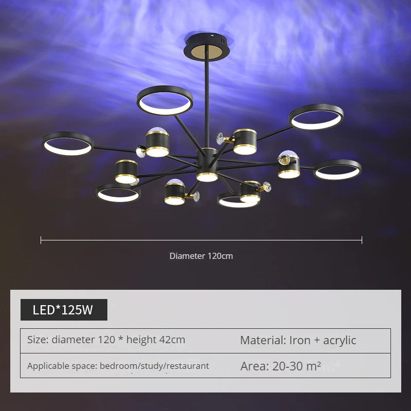 Luxury crystal aurora borealis LED chandelier ceiling pendant - vue 4 sur 16
