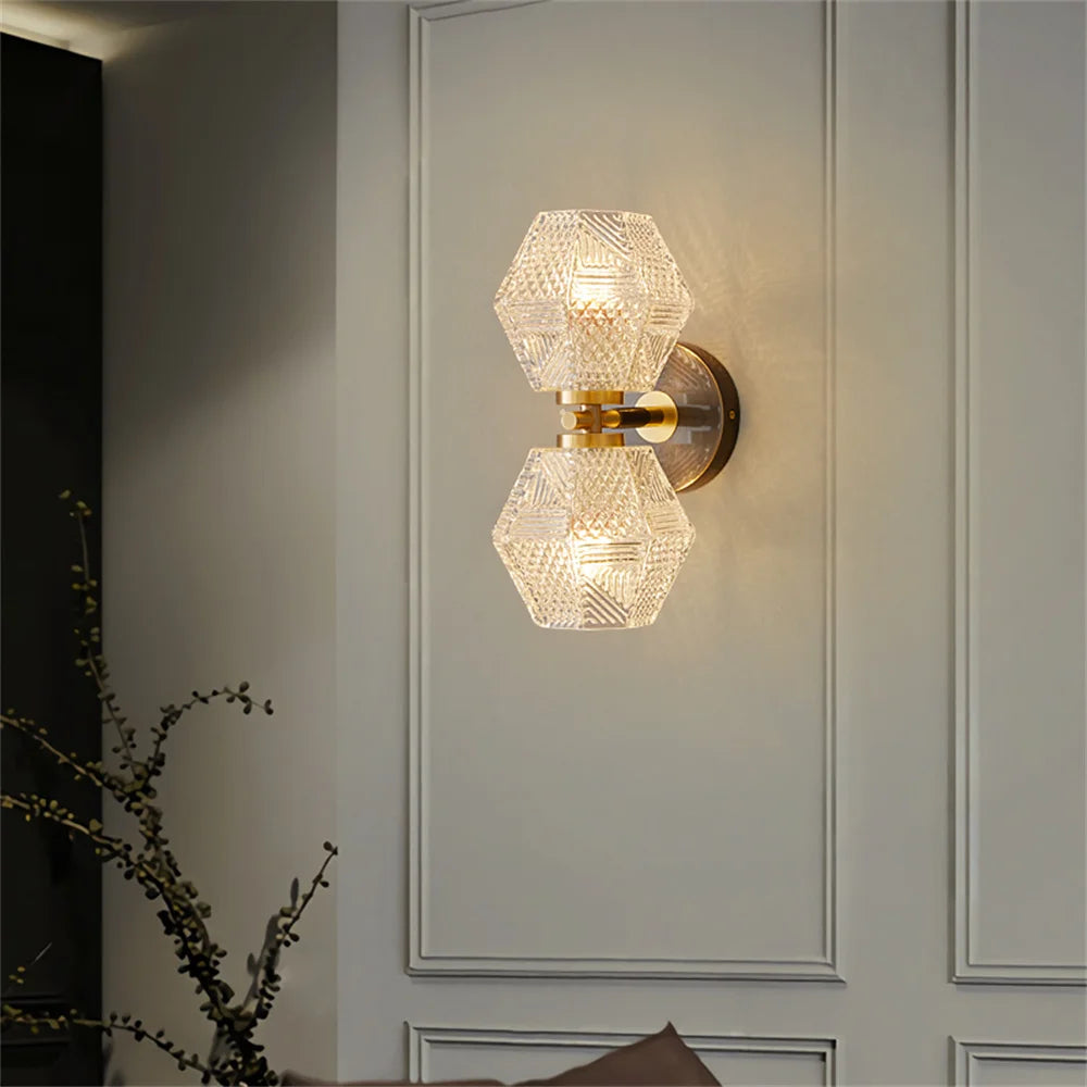 Modern Nordic style copper and glass LED wall light