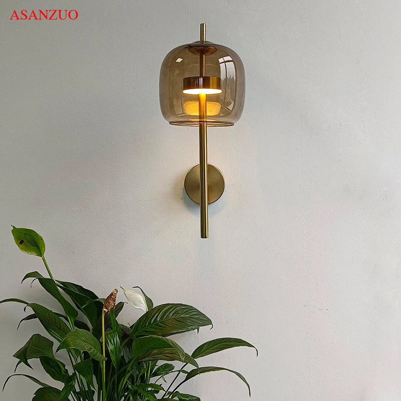 Creative glass LED wall light with warm light