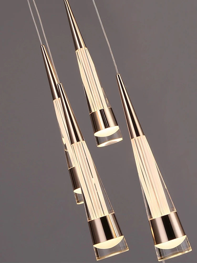 Modern minimalist chandelier for staircases in contemporary acrylic design - vue 5 sur 15