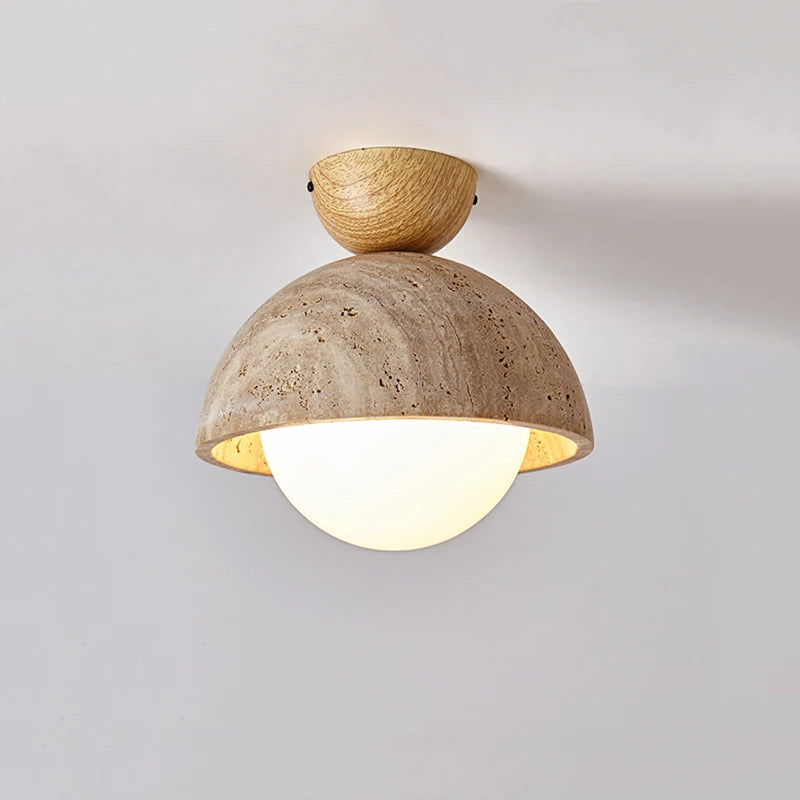 Scandinavian travertine wabi sabi LED marble ceiling light