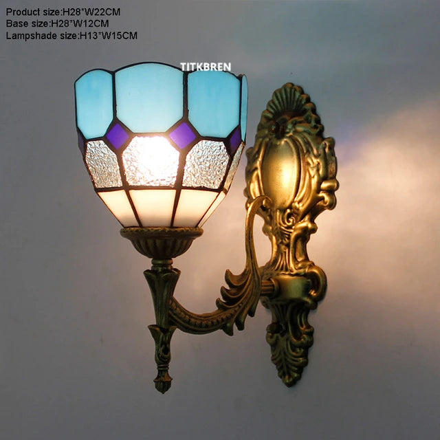 Turkish flower wall light with decorative baroque glass lampshade - vue 12 sur 17