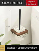 Wood and aluminium wall-mounted towel rack and shower accessories organiser
