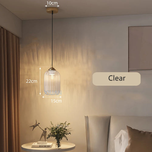 Vintage striped glass pendant light for restaurant - vue 9 sur 9