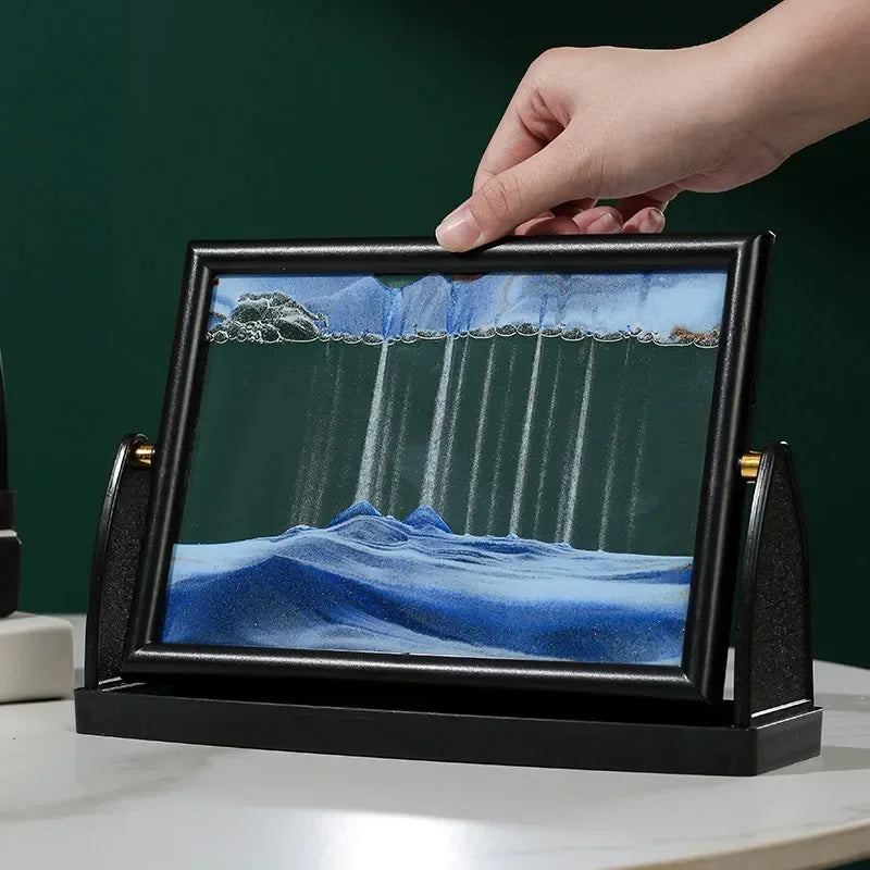 artistic painting in motion on decorative creative sand