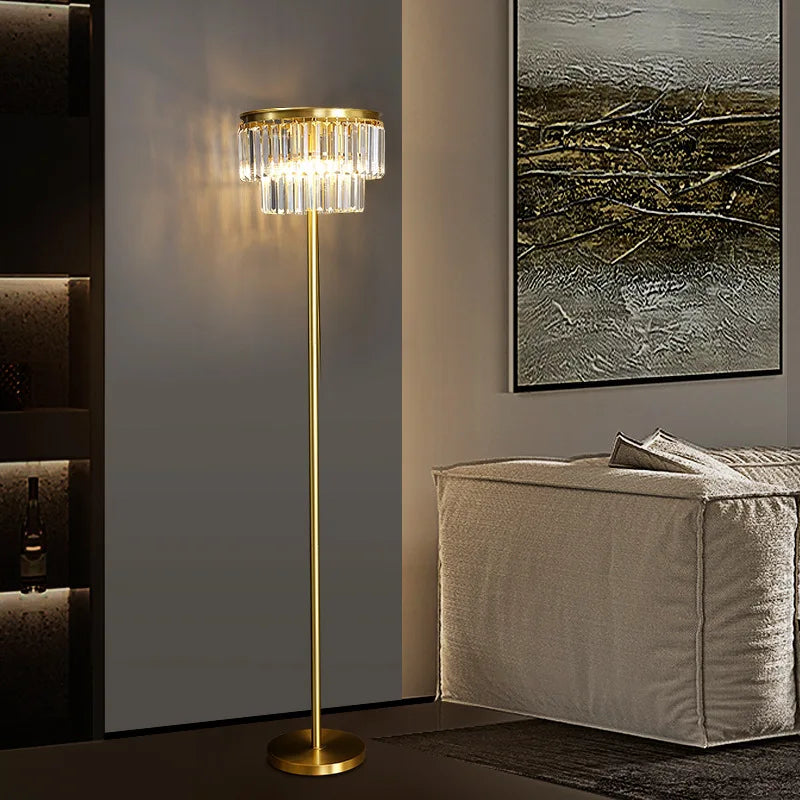 Modern glass and copper floor lamp for hotel and office - vue 4 sur 7