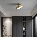 Simple round copper LED ceiling light for cloakroom
