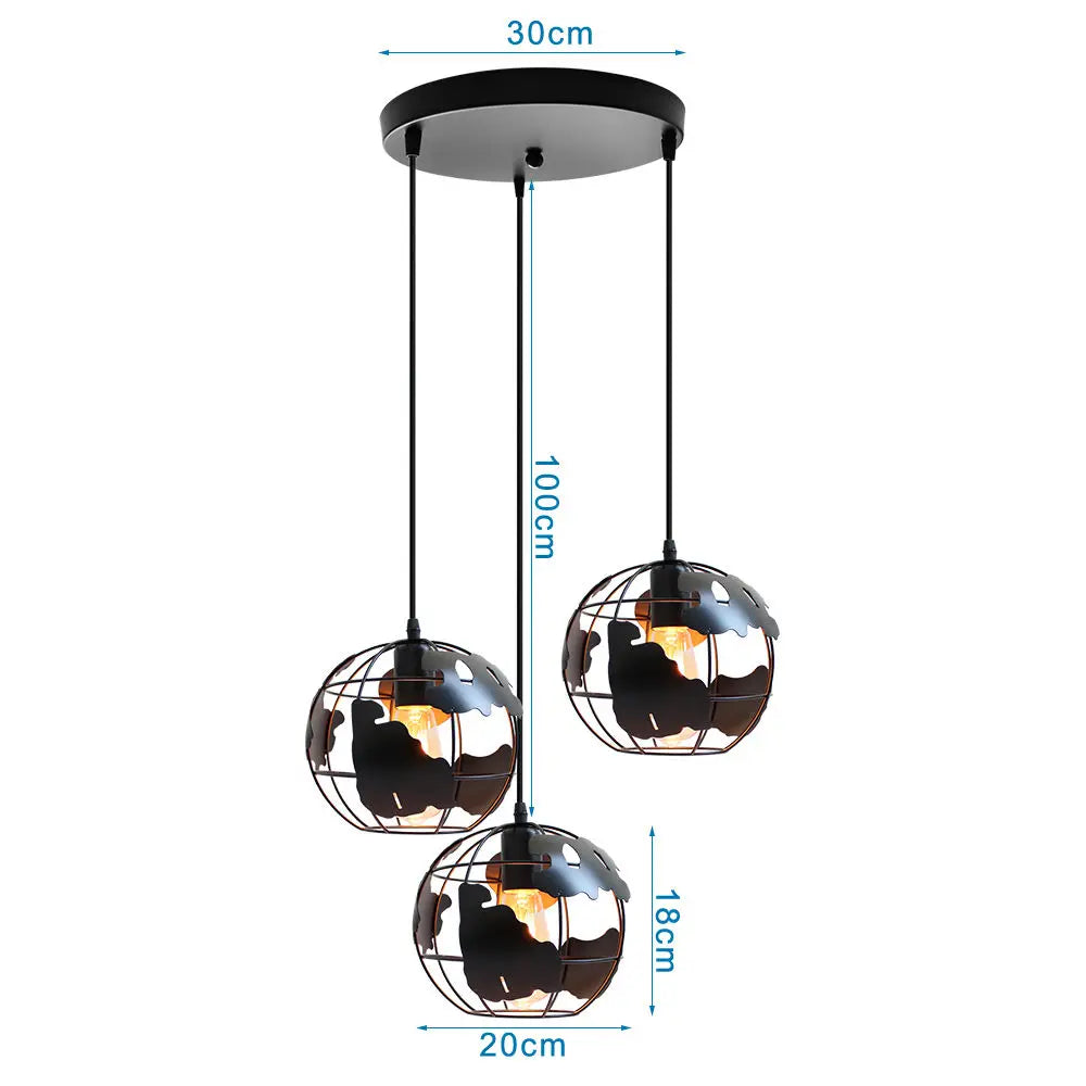 metal pendant lamp globe lampshade modern industrial style - vue 12 sur 14