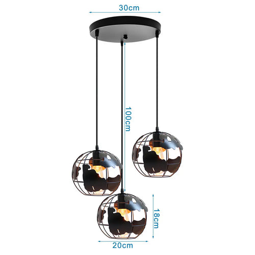 metal pendant lamp globe lampshade modern industrial style - vue 13 sur 14