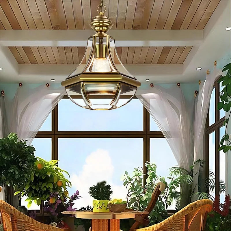 Waterproof copper chandelier in American style for outdoor use