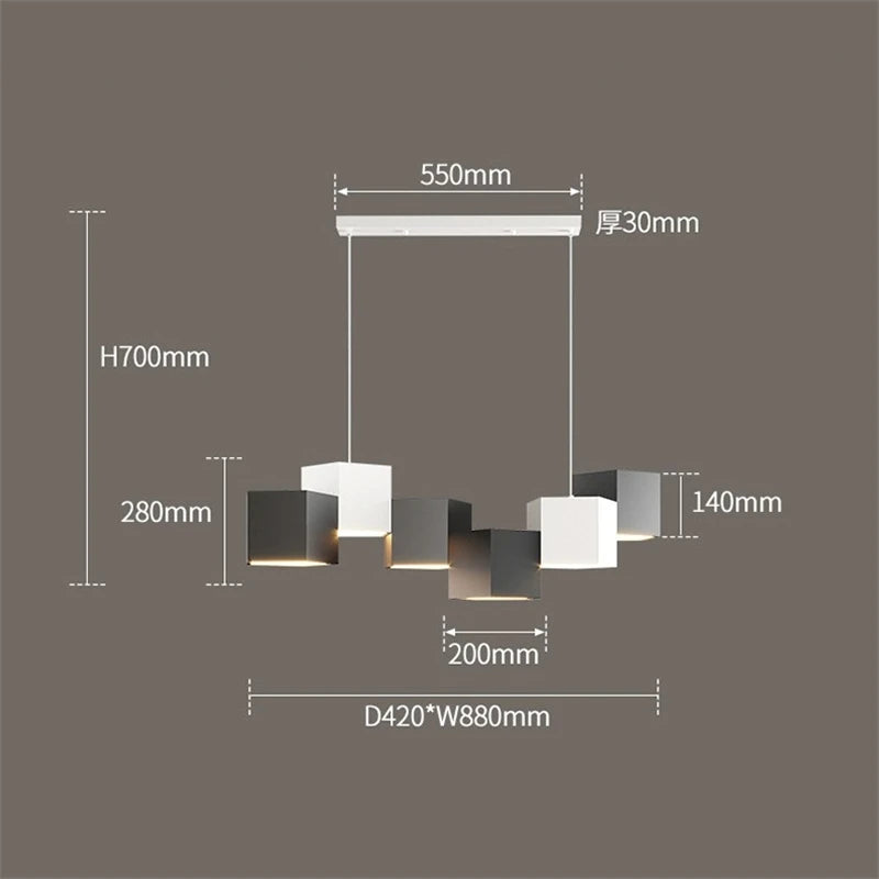 Modern simple nordic style creative hexagonal prism indoor chandelier - vue 6 sur 11