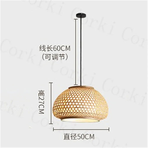 Hand-knitted bamboo chandelier decorative pendant for home - vue 10 sur 10