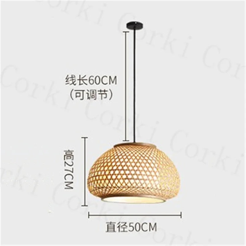 Hand-knitted bamboo chandelier decorative pendant for home - vue 9 sur 10