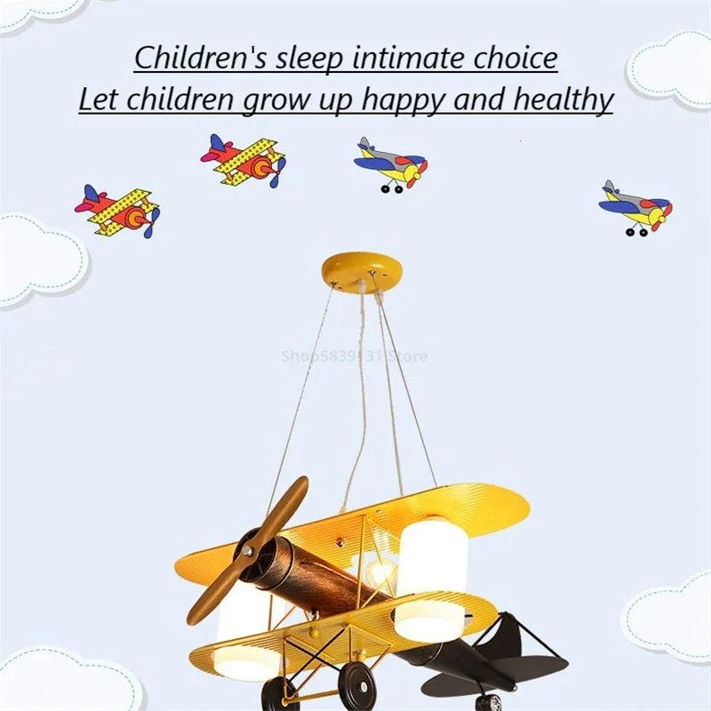 Modern nordic airplane LED pendant light for children - vue 3 sur 10