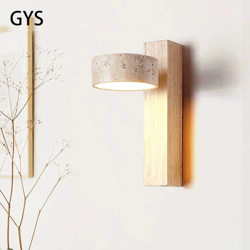 Walnut wood wall light LED with rotary switch