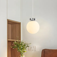 Milky white glass pendant light with bowtie Bauhaus LED