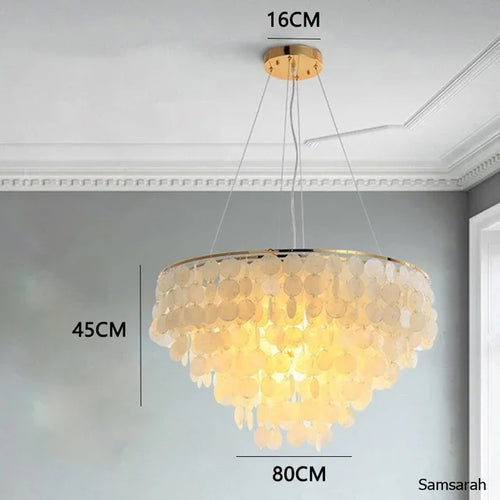Nordic shell chandelier with LED light - vue 15 sur 17