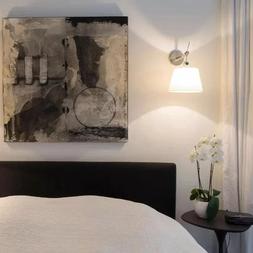 Nordic silver fabric wall light with stainless steel bracket - vue 6 sur 11