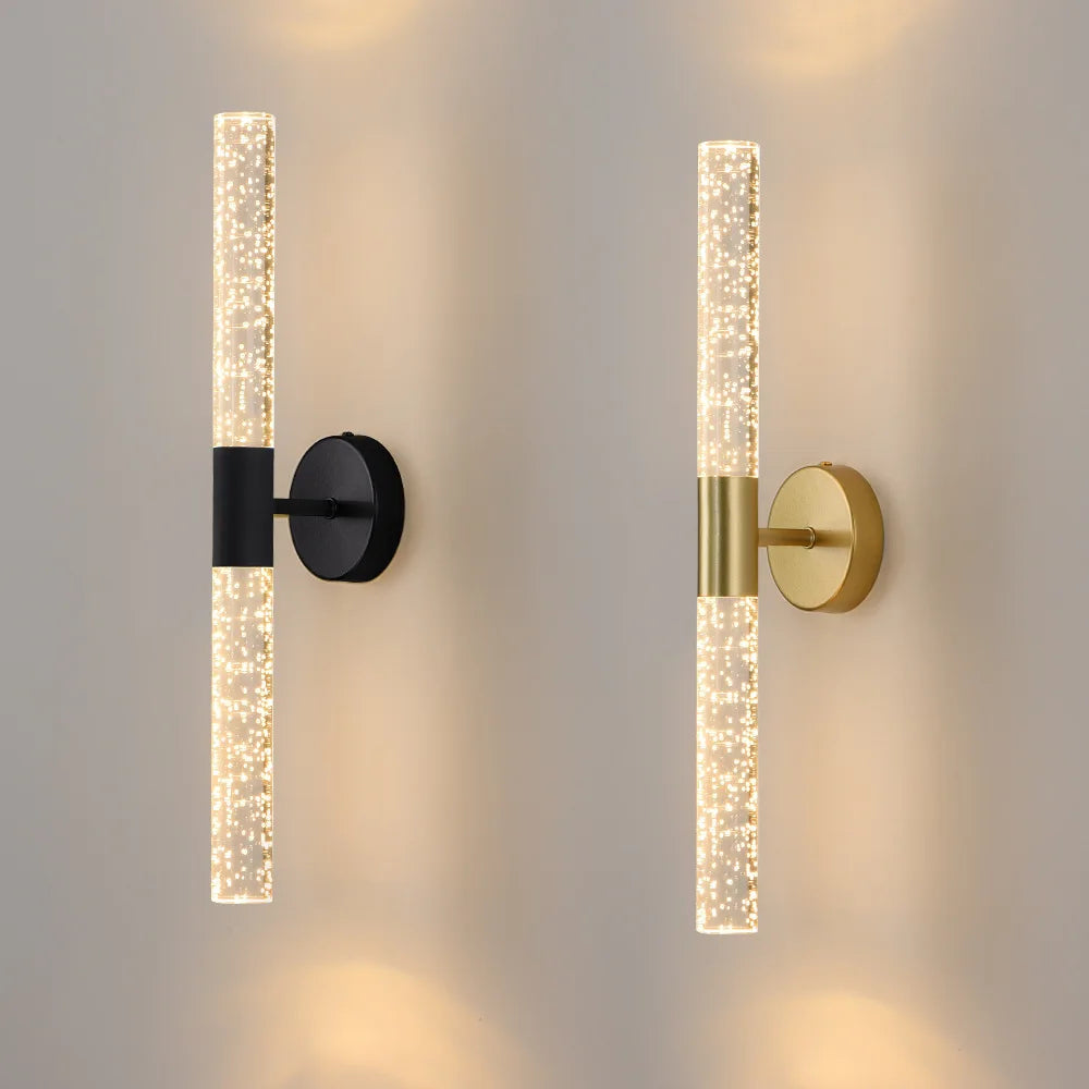 Modern double head LED crystal bubble wall light