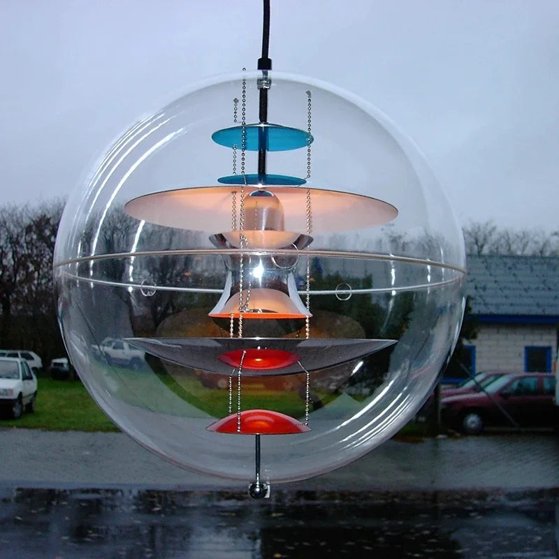 Modern Danish design globe pendant light in PVC - vue 9 sur 9