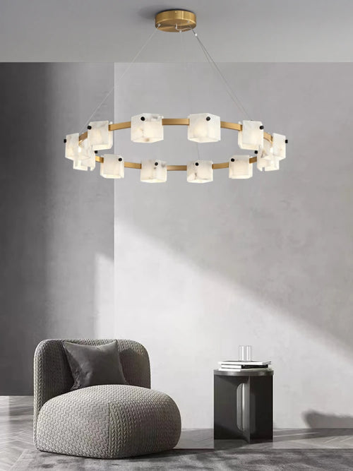 Minimalist natural marble pendant light with LED lighting