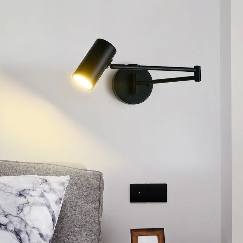 Modern rotatable long arm metal wall light - vue 4 sur 23