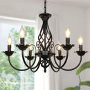 Vintage wrought iron chandelier black metal pendant light