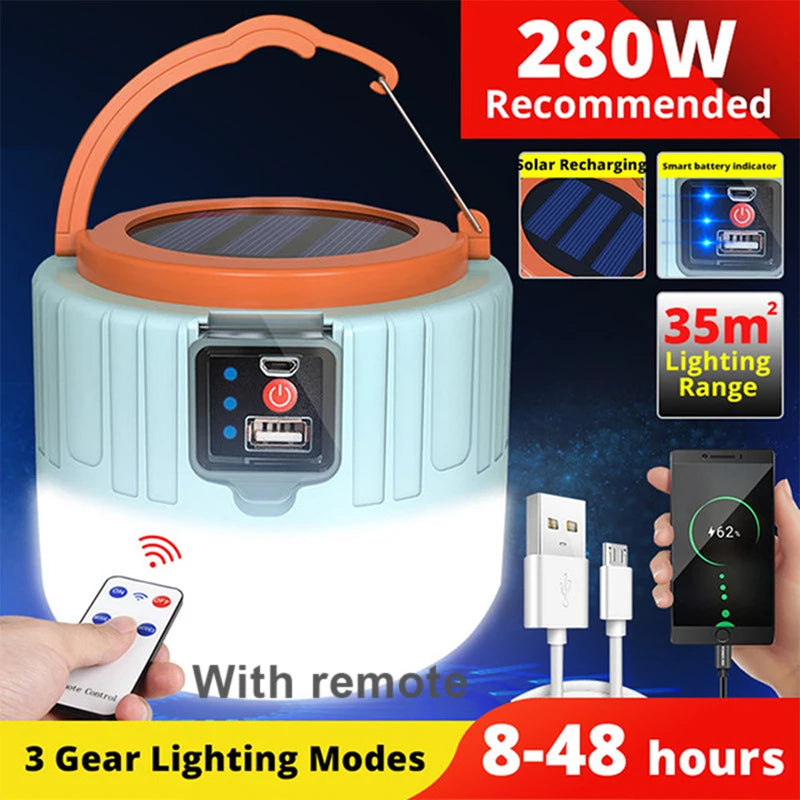 lampe de camping solaire led étanche rechargeable pour activités en extérieur - vue 7 sur 9