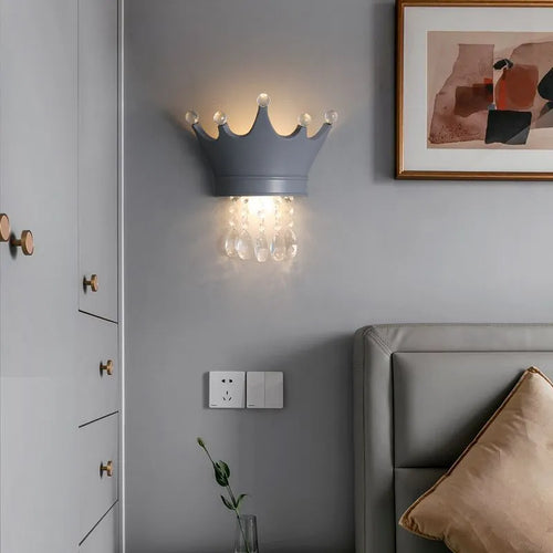Luxury princess crystal wall lamp pendant bedside light - vue 3 sur 9