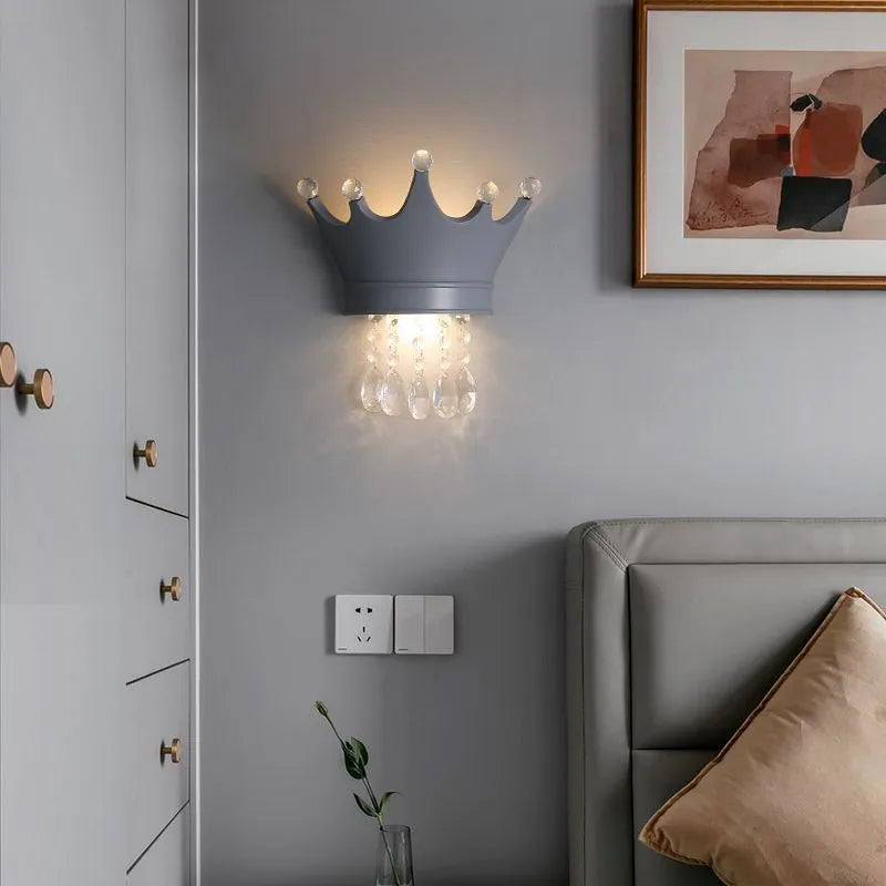 Luxury princess crystal wall lamp pendant bedside light