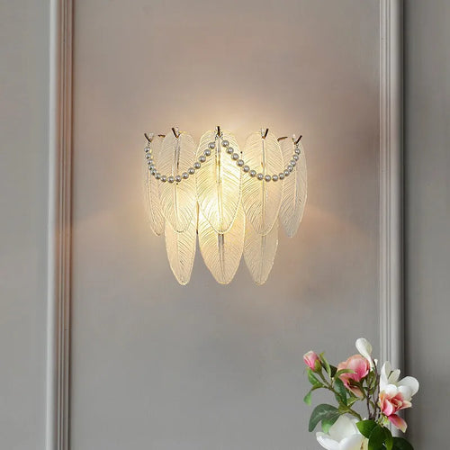 Luxury glass LED wall light with nature-inspired patterns - vue 6 sur 15