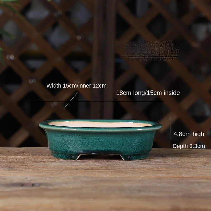 round sand flower pot for retro bonsai and succulents - vue 9 sur 19
