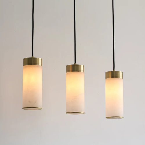 Retro copper pendant light with marble shade for indoor and garden - vue 4 sur 9