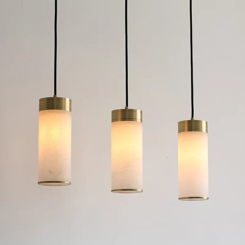 Retro copper pendant light with marble shade for indoor and garden - vue 3 sur 9