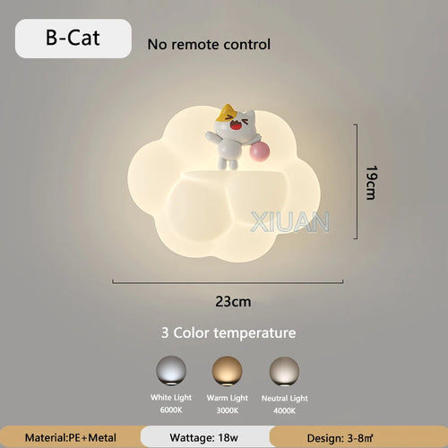 Cloud wall light bear cat monkey for children and babies - vue 9 sur 9