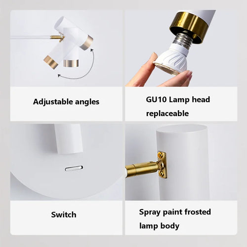 Modern folding wall light with adjustable LED lighting - vue 7 sur 7