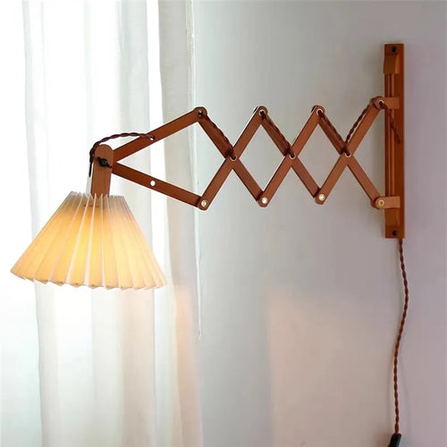 Sax modern telescopic LED wood wall lamp Japanese style long arm creative bedroom bedside home decor light - vue 2 sur 8