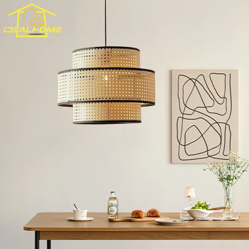 Japanese zen style decorative rattan pendant light - vue 4 sur 5