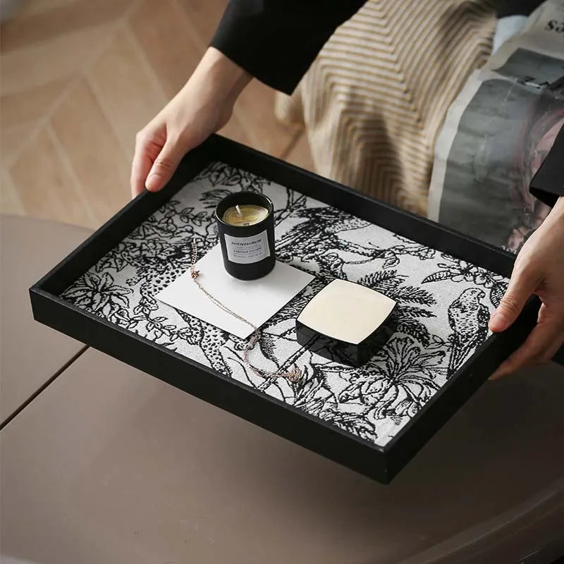 retro decorative leather tray for storage and display - vue 4 sur 8