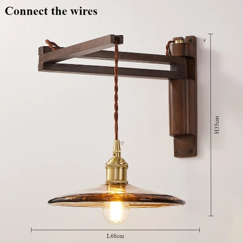 Modern walnut wood lamp with decorative LED light - vue 19 sur 21